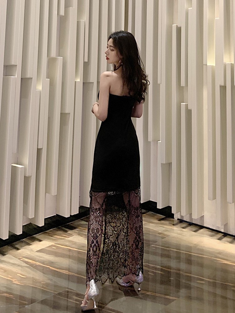 晚礼服女开叉气场宴会女王拼接蕾丝长款气质黑色性感抹胸连衣裙夏|ruв категории плесень играть/Аниме/вокруг/cos/настольные игры, Косплей одежды/реквизит/услуги, Косплей женской одежды - от Buy2taobao.com для оказания профессиональной услуги покупки агента Taobao