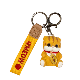 创意卡通可爱纳福平安许愿小猫咪钥匙扣情侣精致钥匙链背包小挂件