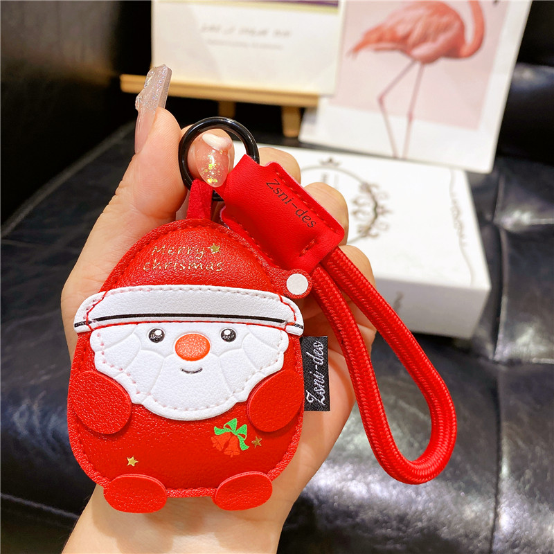 2026年新款创意皮革圣诞节礼物钥匙扣挂件圣诞老人袜子汽车钥匙链
