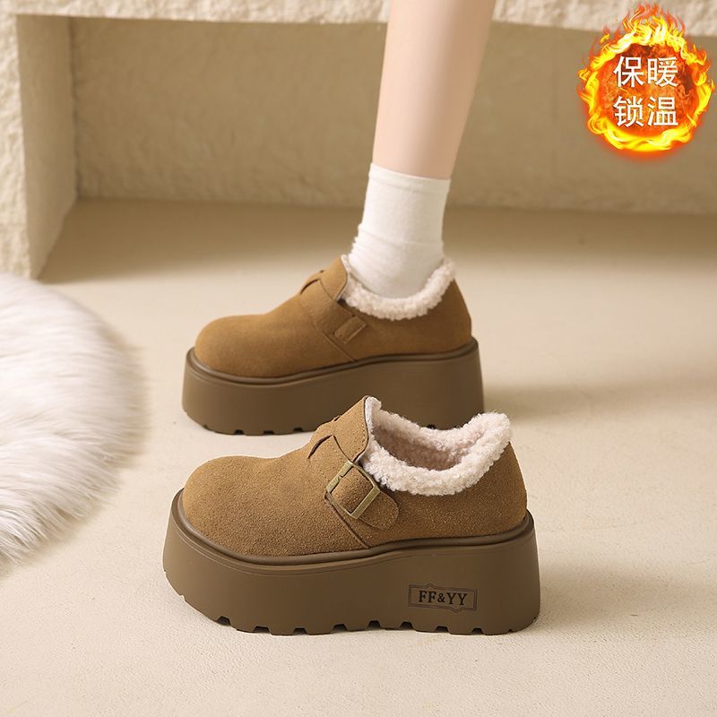 厚底增高雪地靴女加绒加厚勃肯鞋2025新款秋冬爆款乐福鞋雪地棉鞋