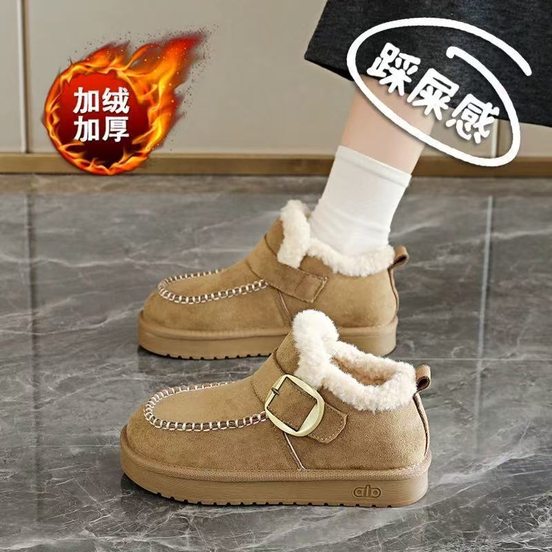 雪地靴女2025秋冬新款复古厚底一脚蹬加绒加厚勃肯棉鞋外穿毛毛鞋