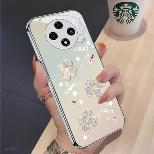 四叶草适用oppoa3pro手机壳新款a1i/A2/a1pro保护套oppoa97/a96/a95全包a93s女款A58/A55简约a1s超薄玻璃壳
