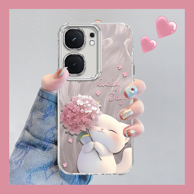 捧花猫咪卡通适用iqooneo9spro+手机壳iqoo新款neo9外壳iQ00套neo保护iqqo男女neo8防摔pro硅胶neo7全包6高级