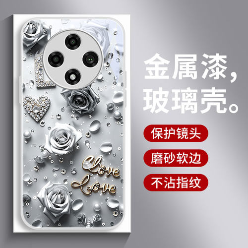 适用oppoa3手机壳新款a3x/A3活力版/a3i保护套oppoa3pro英文玫瑰全包边a2m女款A1pro/A1简约超薄玻璃壳