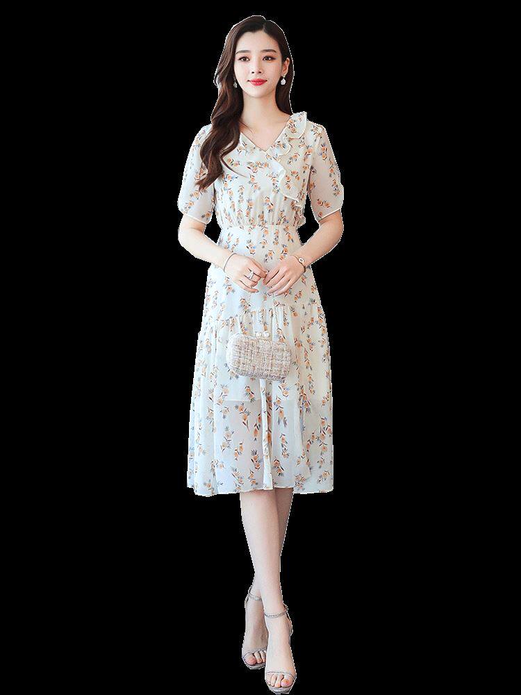 Chiffon Floral Dress 2020 Summer wear new pattern Korean Edition temperament V-neck Self cultivation Show thin Short sleeved The dressin the 3C Digital Accessories, Electronic components market , Electronic component , Other components  category - from Buy2taobao.com to provide professional Taobao agent buy service