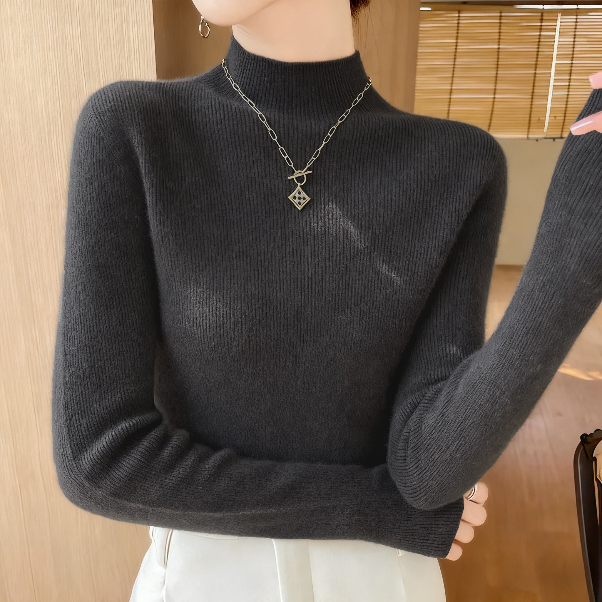 羊毛打底衫2025新款今年流行爆款毛衣修身显瘦半高领针织内搭上衣