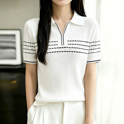 polo衫女装夏款爆款2026新款时尚洋气百搭显瘦针织衫短袖上衣女