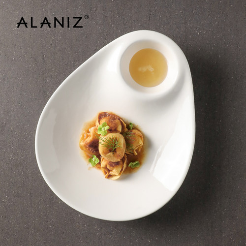 alaniz南兹垂云子母水饺盘带醋碟家用虾盘水饺盘高颜值陶瓷盘子