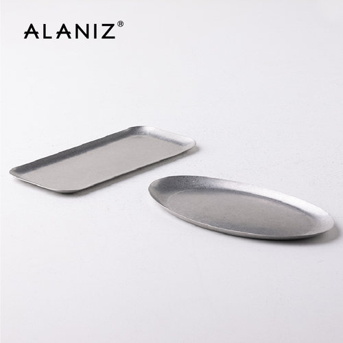 alaniz南兹怪兽椭圆毛巾盘不锈钢盘高级感轻奢饰品托盘饭厅甜品盘