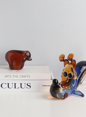 玻璃小狗狗摆件北极熊工艺品手工艺术家居摆件网红酒柜办公室摆设