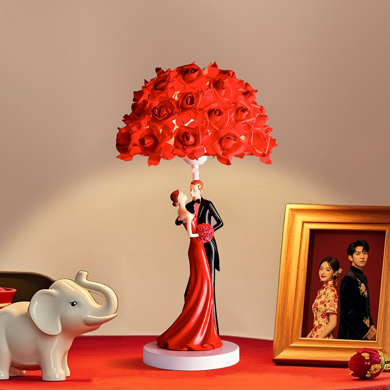 卧室床头灯结婚庆新婚房红色台灯创意浪漫喜庆新娘陪嫁长明灯一对