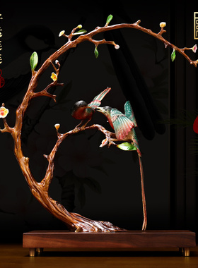 全铜喜上眉梢客厅玄关软装摆件