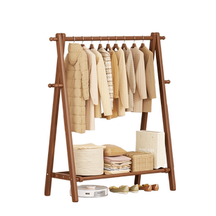 日本衣帽架全实木挂衣架落地卧室家用木质衣架简易榉木晾衣服架子