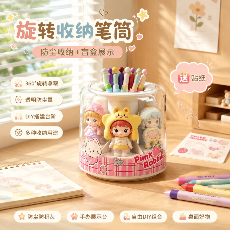 可旋转多功能盲盒笔筒收纳盒图片