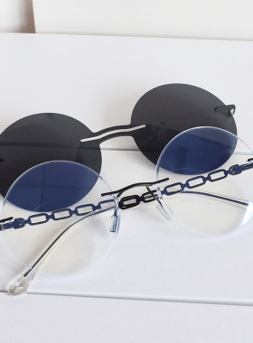 磁吸无框偏光太阳镜男圆形近视墨镜有度数钓鱼开车驾驶2024