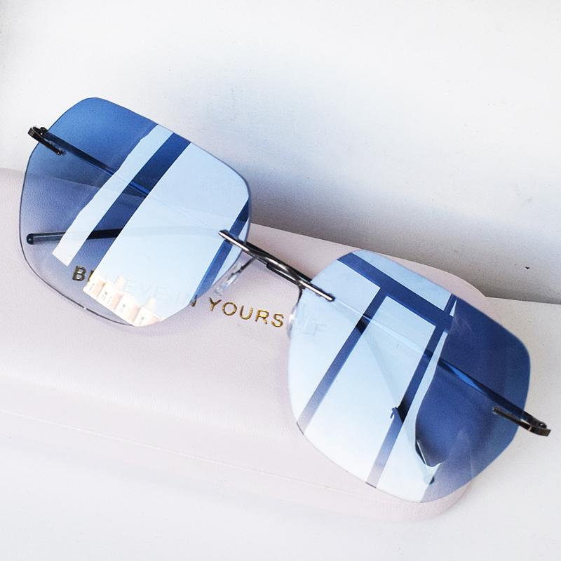 无框飞行员多边形近视太阳镜男 ins显瘦圆脸大脸个性墨镜女有度数