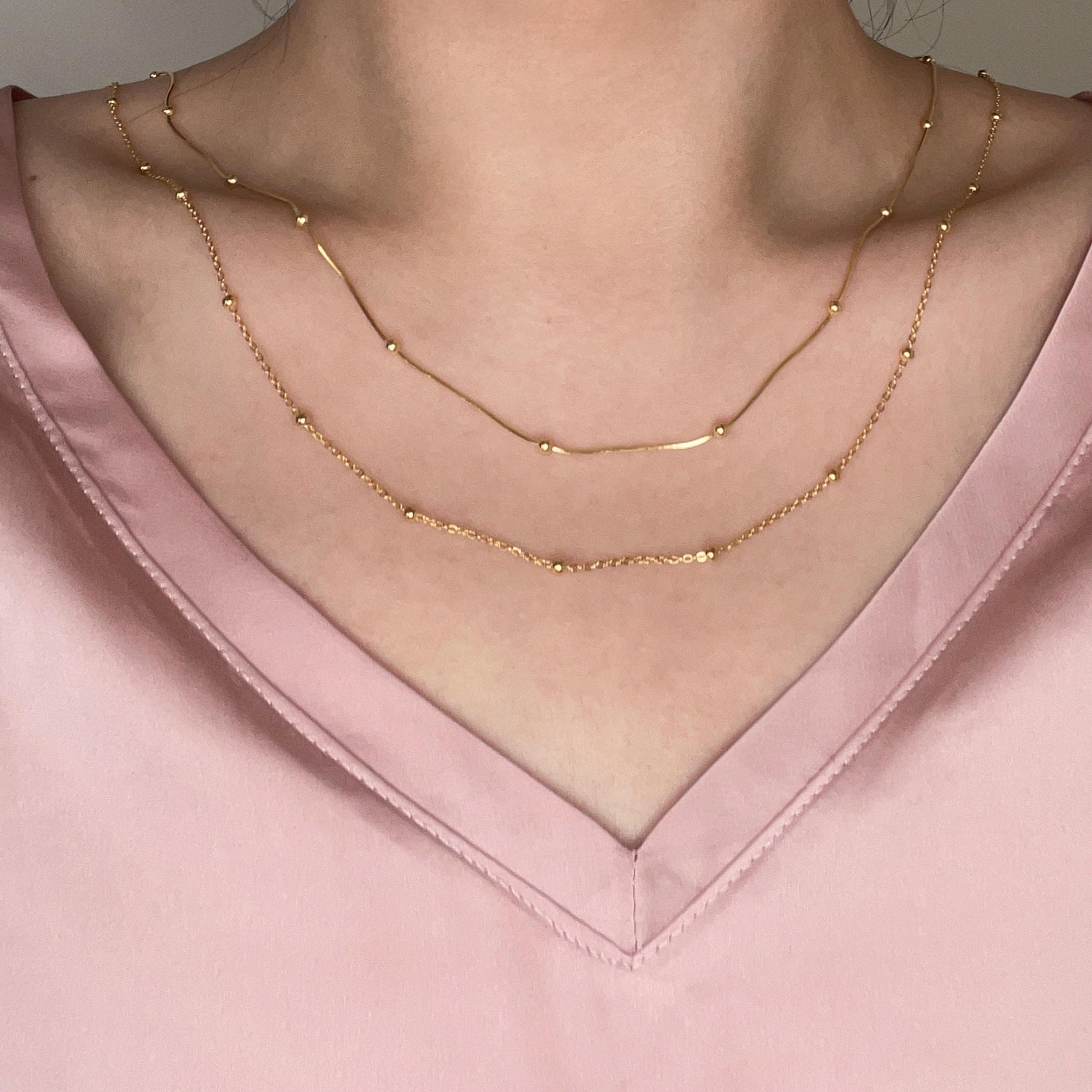 金色925银十字链圆珠蛇骨链项链