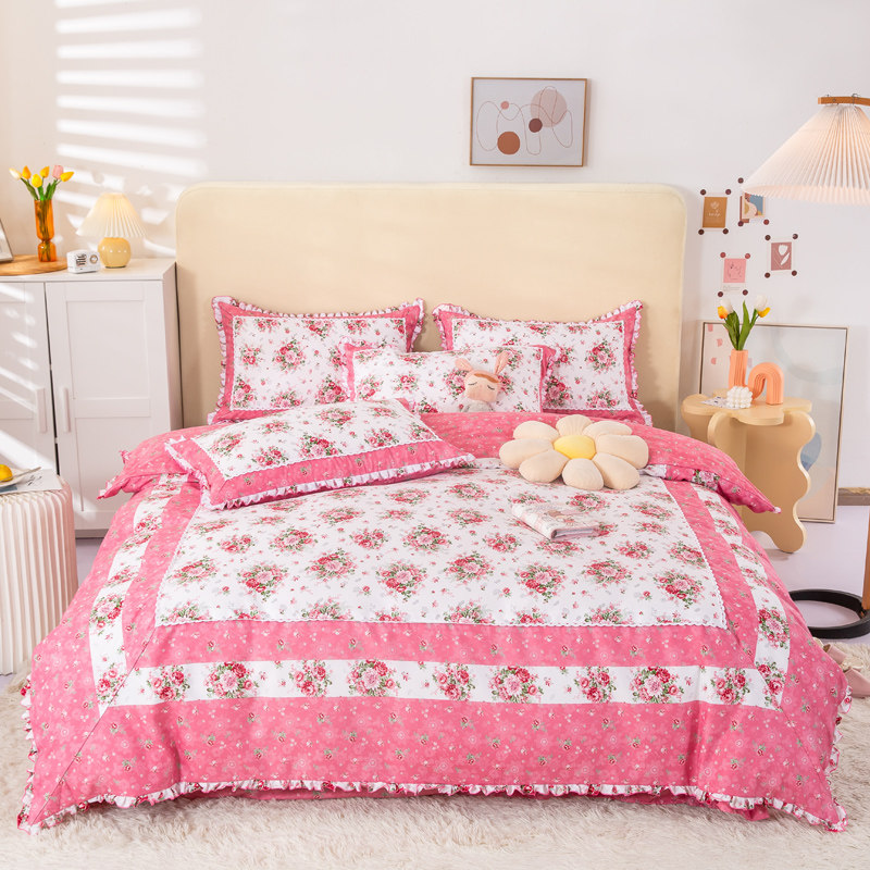 韩版小碎花磨毛四件套简约公主风少女心床上双人被套床单被罩件套