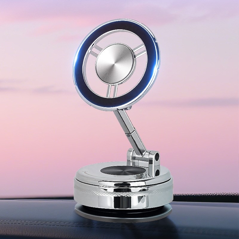 全合金车载手机支架2025新款真空吸附磁吸汽车导航专用吸盘车用架