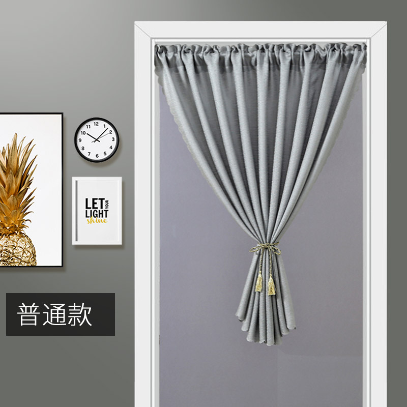 清新纯色门帘布艺挂珠短帘卧室玄关阳台隔断半帘小窗帘订制免打孔
