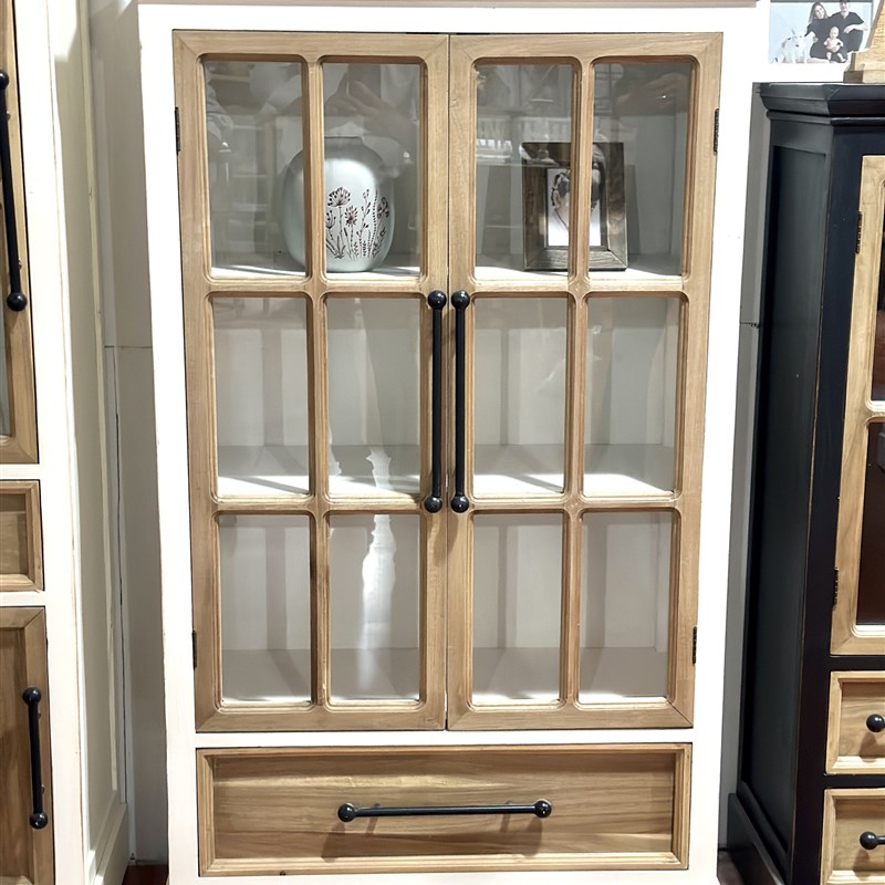 特价美式乡村装饰复古工艺实木书柜储物柜玻璃门客厅陈列柜餐边柜