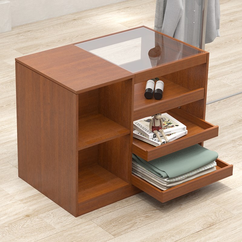 服装店中岛流水台玻璃饰品展示柜女装店吧台储物柜简约精品陈列柜