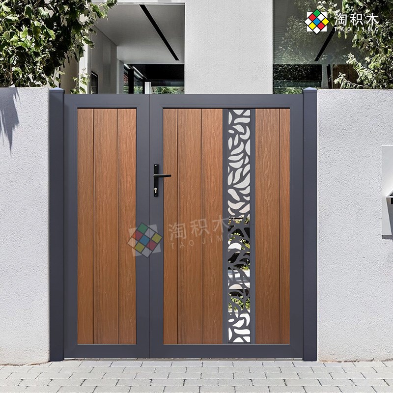庭院花园别墅入户门室外围墙院子大门防腐防潮木双开门塑木栅栏门