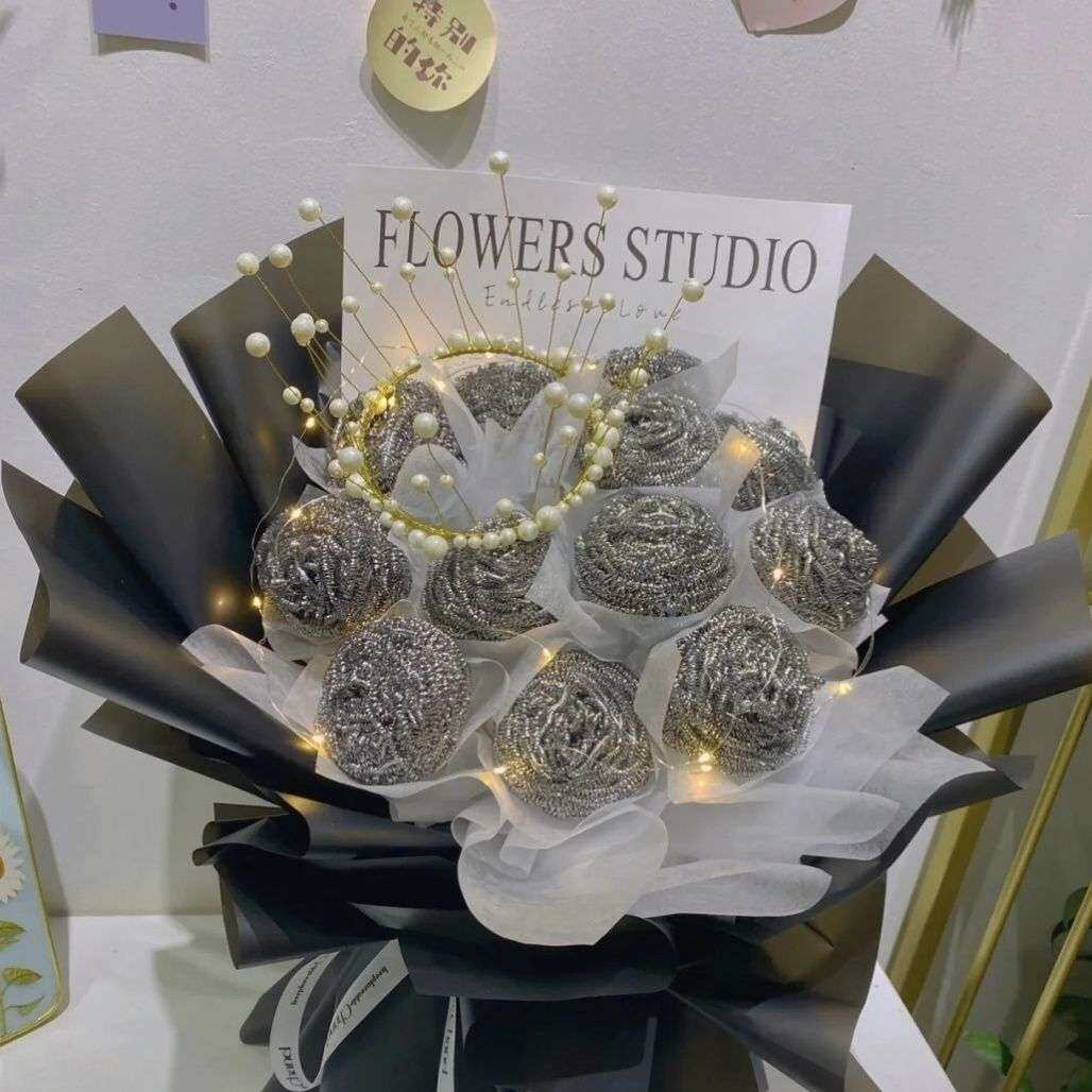 钢丝球花束创意diy钢丝球花束材料包送老公男朋友朋友搞怪有趣礼