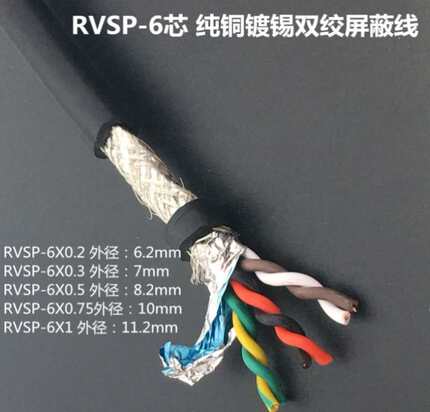 纯铜信号铜芯双绞屏蔽线RVSP2护套4柔性6多芯8对绞线10双屏蔽12芯