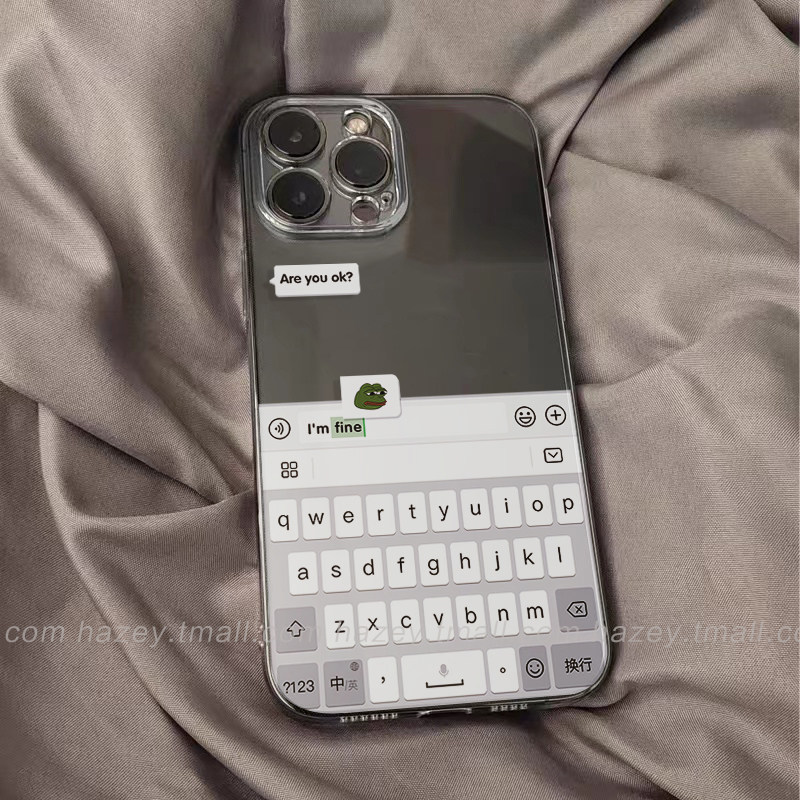 hazey创意悲伤蛙键盘对话适用iPhone14promax手机壳苹果13趣味12mini/11搞怪7plus/8个性xr6s简约xsmax透明se