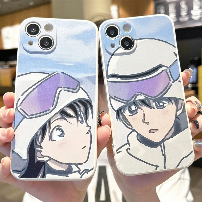 日韩卡通工藤新一柯南情侣适用iPhone15ProMax手机壳苹果14Plus软壳13可爱12mini硅胶11全包XR保护套7/8男女6