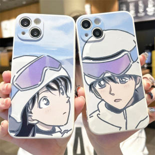 日韩卡通工藤新一柯南情侣适用iPhone15ProMax手机壳苹果14Plus软壳13可爱12mini硅胶11全包XR保护套7/8男女6