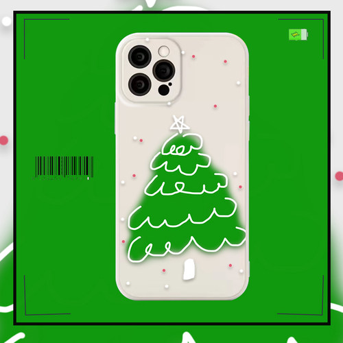 ins渐变圣诞树iPhone13Pro Max手机壳14透明XR女11适用苹果15软8p