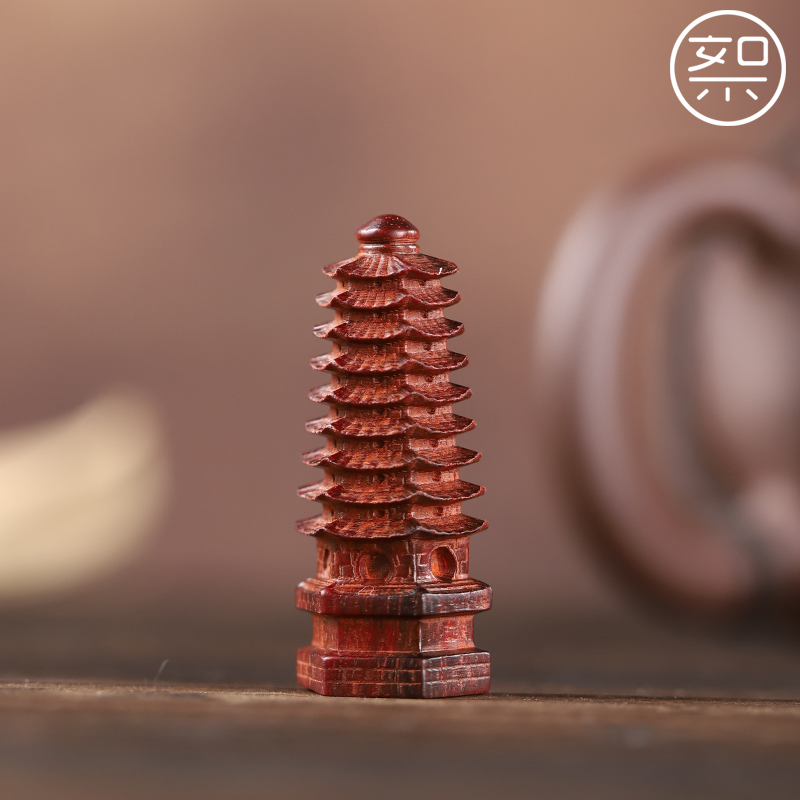 印度小叶紫檀木塔手把件