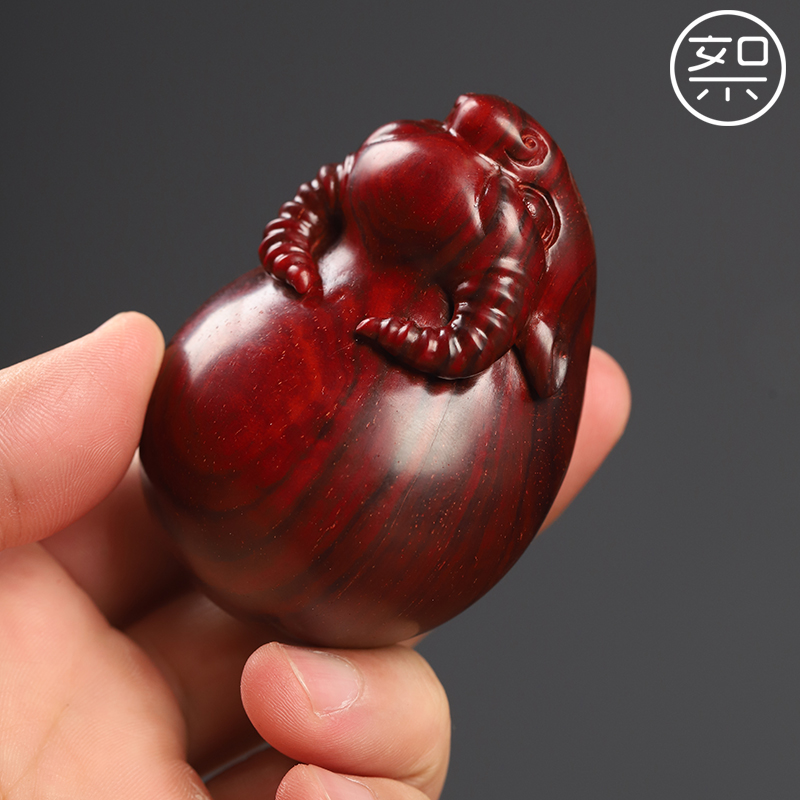 印度小叶紫檀唐牛生肖丑牛手把件