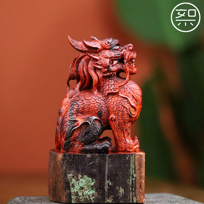 絮旧麒麟案几摆件高档办公室书房茶室桌面霸气瑞兽印度小叶紫檀木