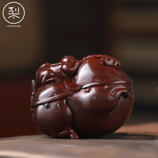 絮旧印度小叶紫檀马上封侯手把件檀香紫檀红木手工雕刻送礼品长辈