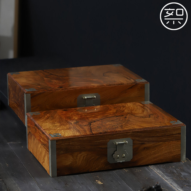 絮旧 海黄首饰盒 正宗海南黄花梨木大号收纳盒全独板榫卯古风复古