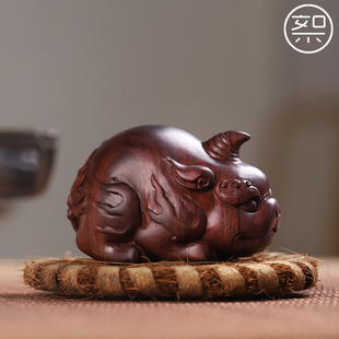 絮旧海南黄花梨神兽谛听手把件降香黄檀红木手工雕刻盘玩送礼茶宠