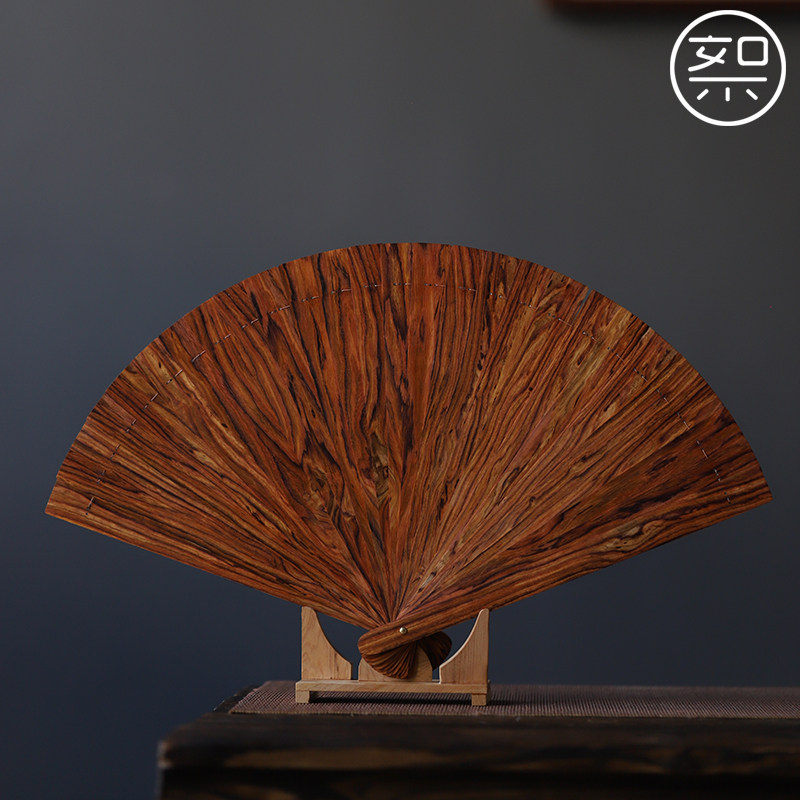 海南黄花梨扇子摆件红木书房