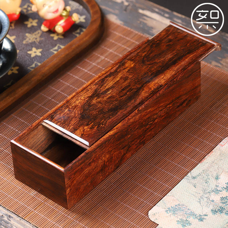 海南黄花梨文盒抽拉盒收纳满纹