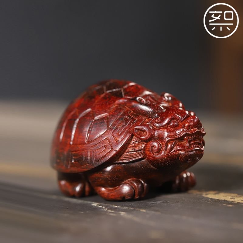 印度小叶紫檀神兽龙龟手把