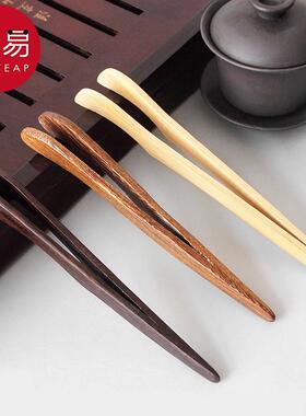 茶夹B1pq801-竹制茶叶夹子镊子单个黑檀木实木茶杯泡茶功夫茶具