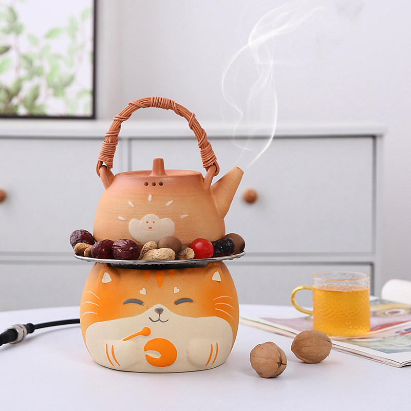 小清新围炉提梁茶壶耐热可干烧少女心可爱龙猫电陶炉煮茶家用室内
