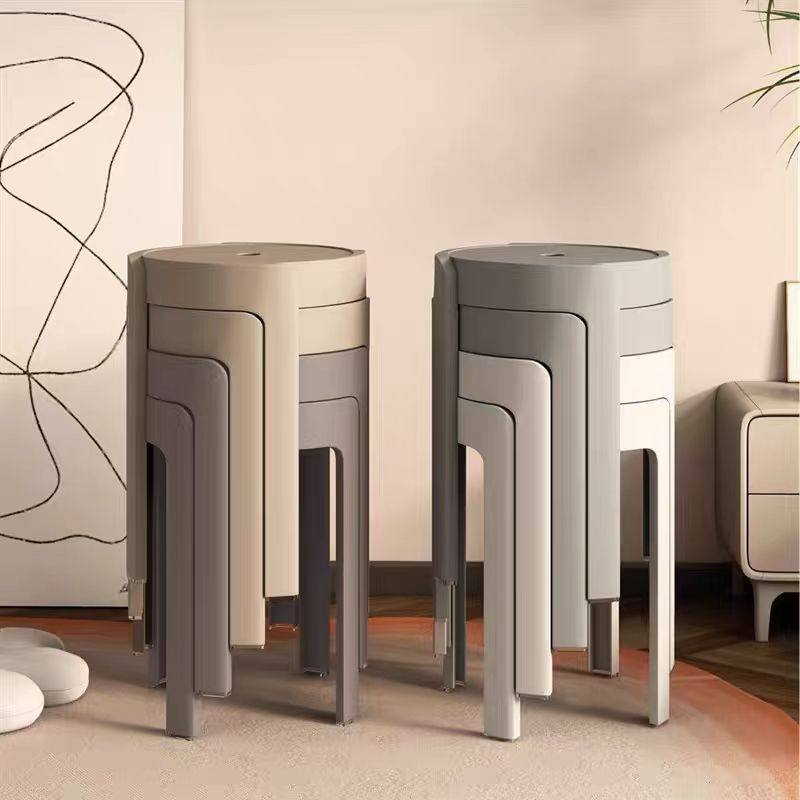 家用凳子加厚塑料可叠放摞叠餐桌板凳风车凳高圆凳胶凳子简约椅子