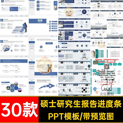 硕士研究生报告进度条栏30款导航博士汇ppt简约模板毕业开题答辩