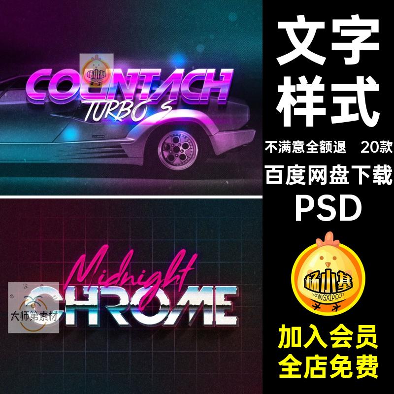 文字样式样机赛博未来模板赛博朋克字体样式PSD科幻3D20款复古