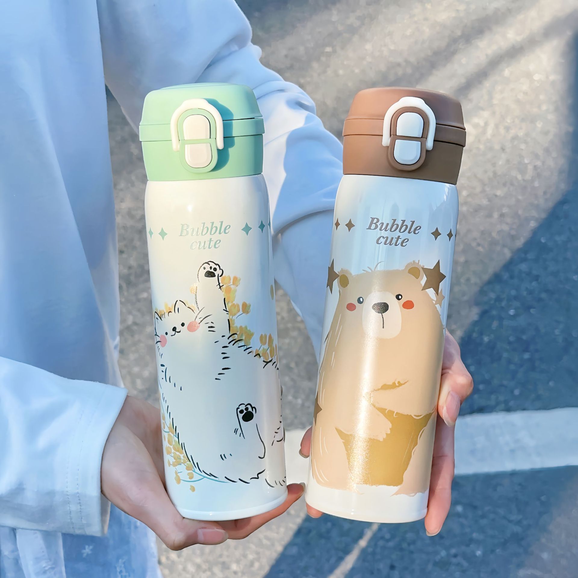 儿童双饮吸管保温杯便携上学