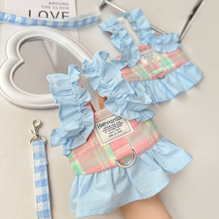 猫咪衣服牵引绳防挣脱外出专用背心式 猫绳子马尔济斯约克夏胸背带