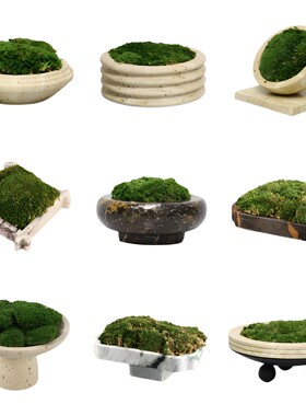 现代简约大理石永生苔藓微景观